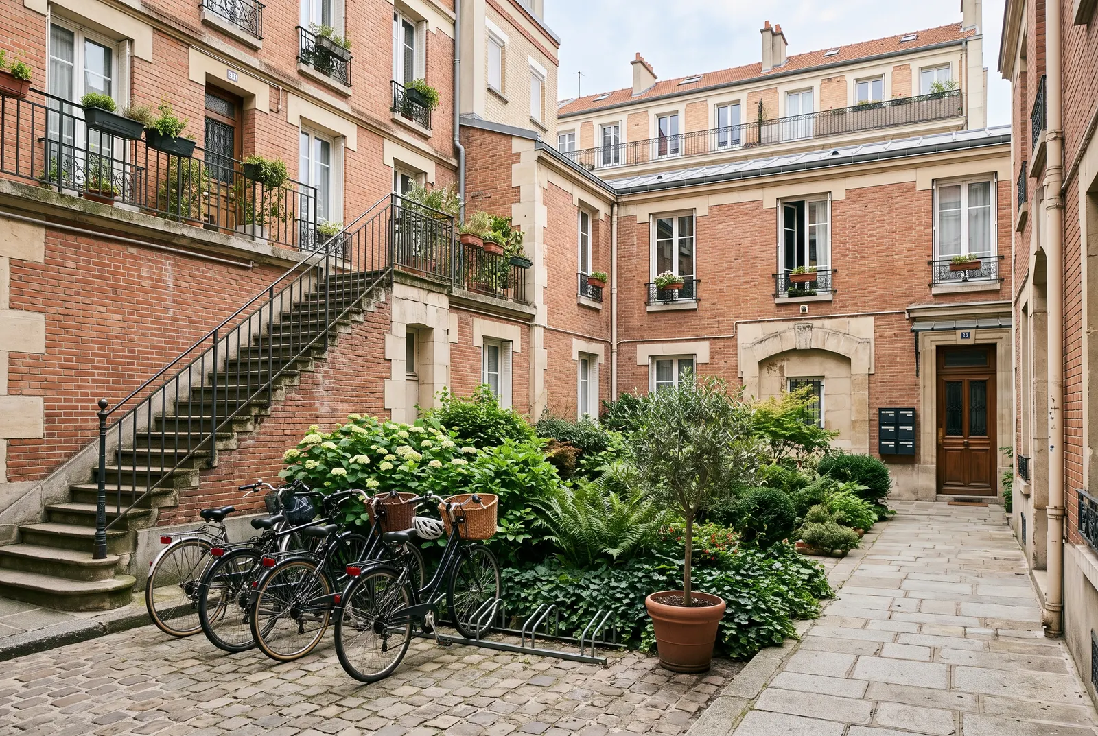 Cour intérieure d'un immeuble à Levallois-Perret